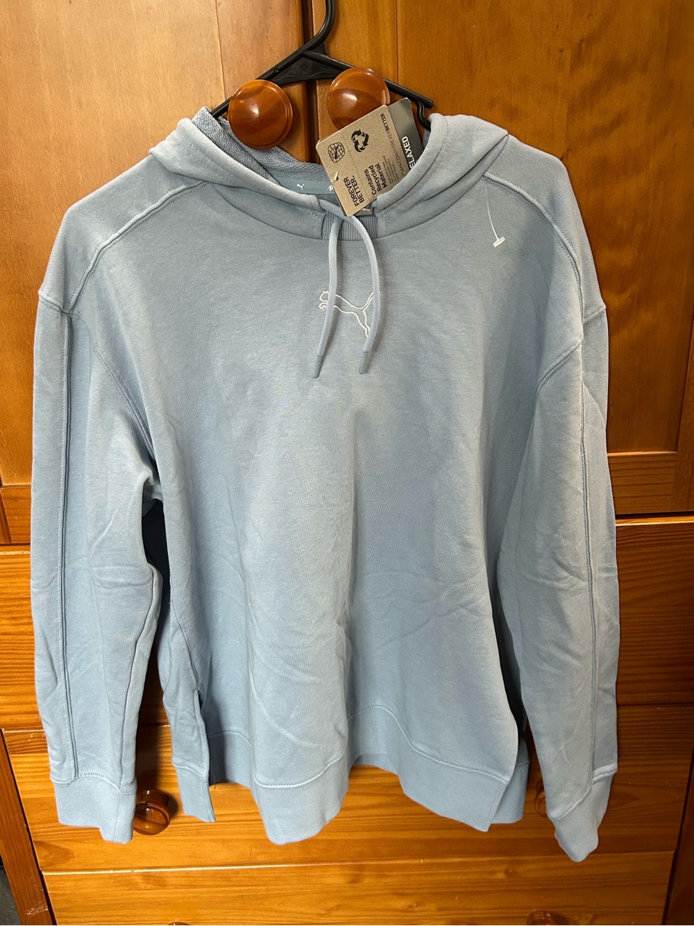 New Puma Light Blue Hooded Sweatshirt